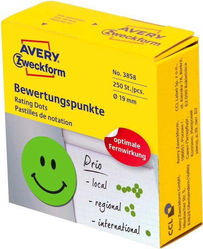 Avery-Zweckform AVERY ZWECKFORM Bewertungspunkte Gesicht 19mm, 250 Stück  