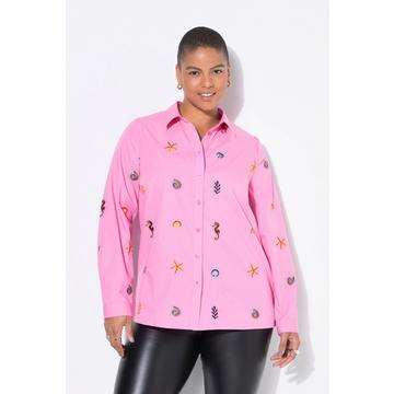 Chemisier coupe Boxy Shape, broderie mer
