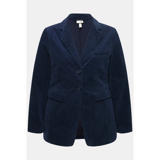 Ulla Popken  Cord-Blazer, Reverskragen, Knopfverschluss, tailliert 