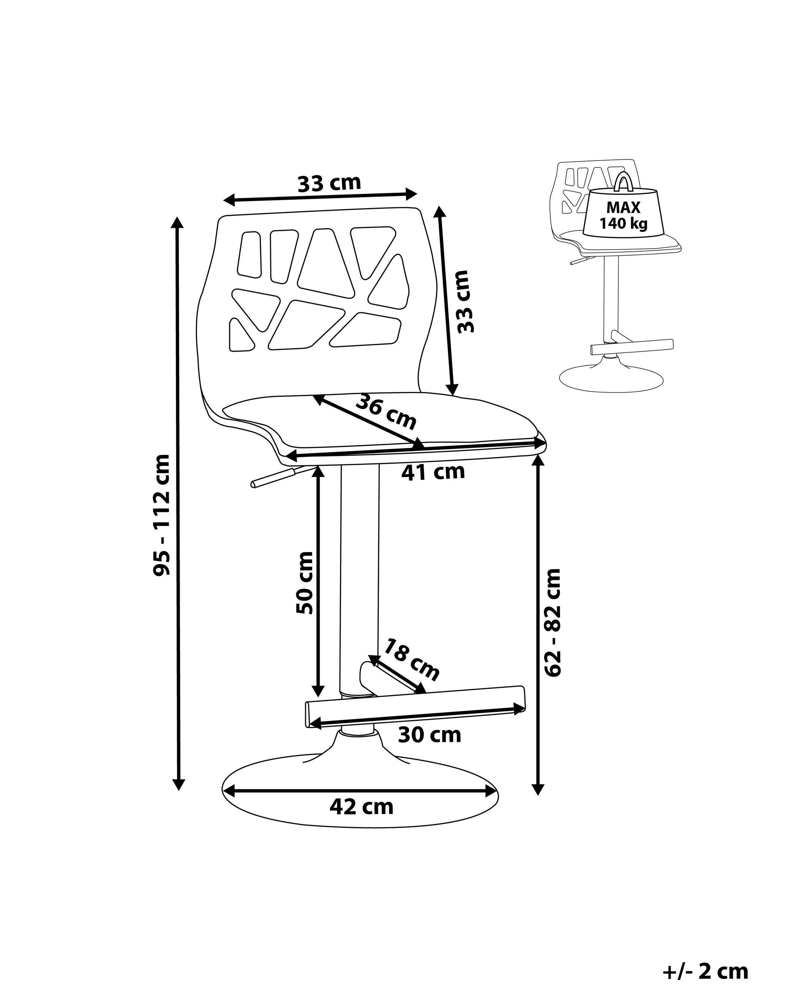 Beliani Tabouret de bar en Cuir PU Traditionnel PETERSBURG  