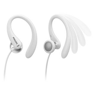 PHILIPS  Philips TAA1105WT/00 Cuffie con Filo per Fitness e Sport, Microfono, IPX2 Resistenti al Sudore, Supporti per l'orecchio Flessibili, Vestibilità Sicura, Pulsanti Integrati, Auricolari con Filo, Bianco 