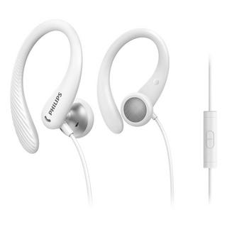 PHILIPS  Philips TAA1105WT/00 Cuffie con Filo per Fitness e Sport, Microfono, IPX2 Resistenti al Sudore, Supporti per l'orecchio Flessibili, Vestibilità Sicura, Pulsanti Integrati, Auricolari con Filo, Bianco 