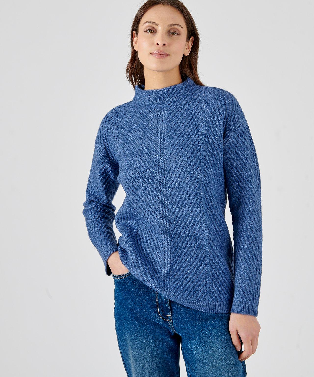 Image of Pullover Aus Musterstrick Mit Thermolactyl. Damen Blau 46/48