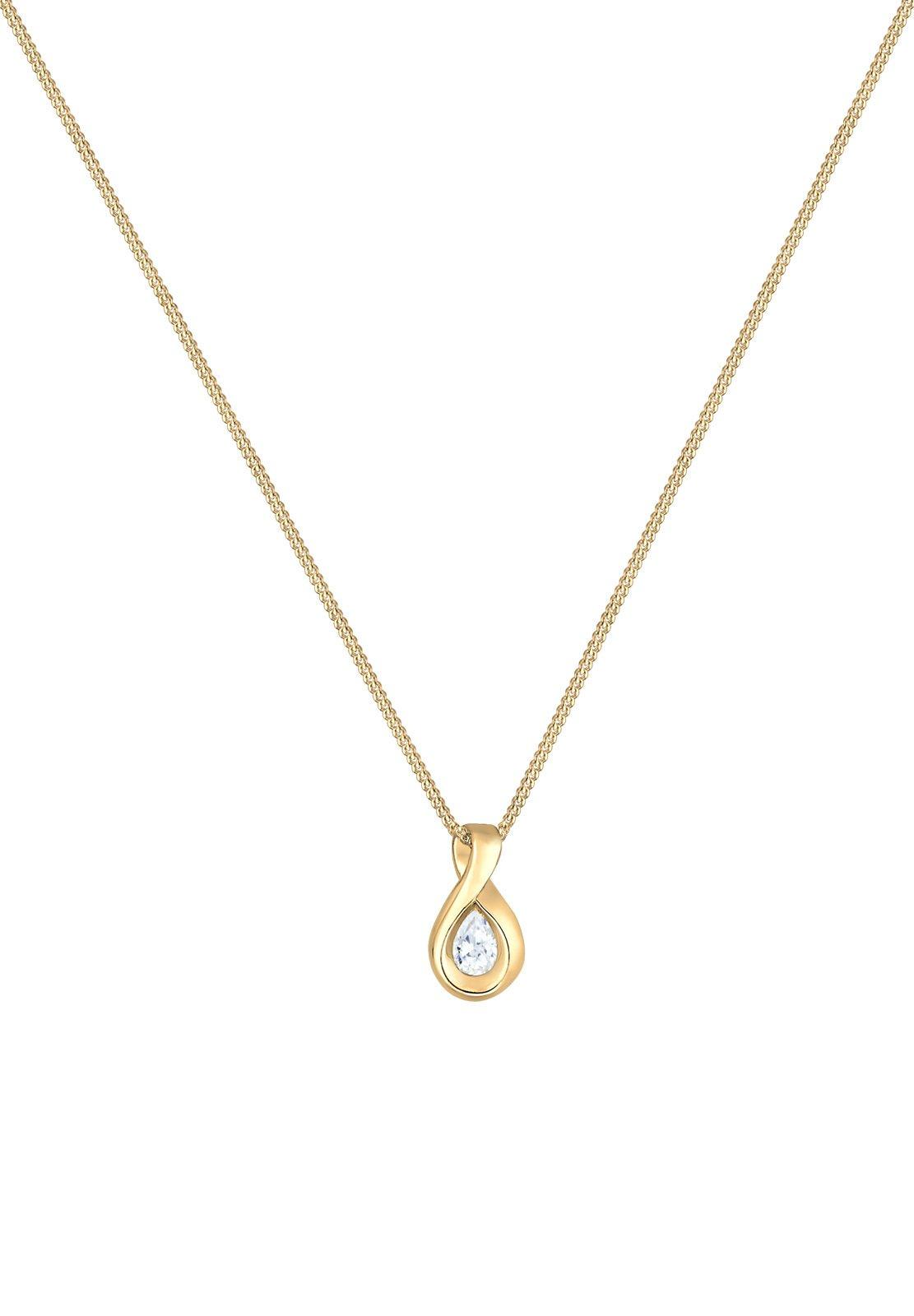 Elli  Halskette Infinity Zirkonia Unendlichkeit 585 Gelbgold 