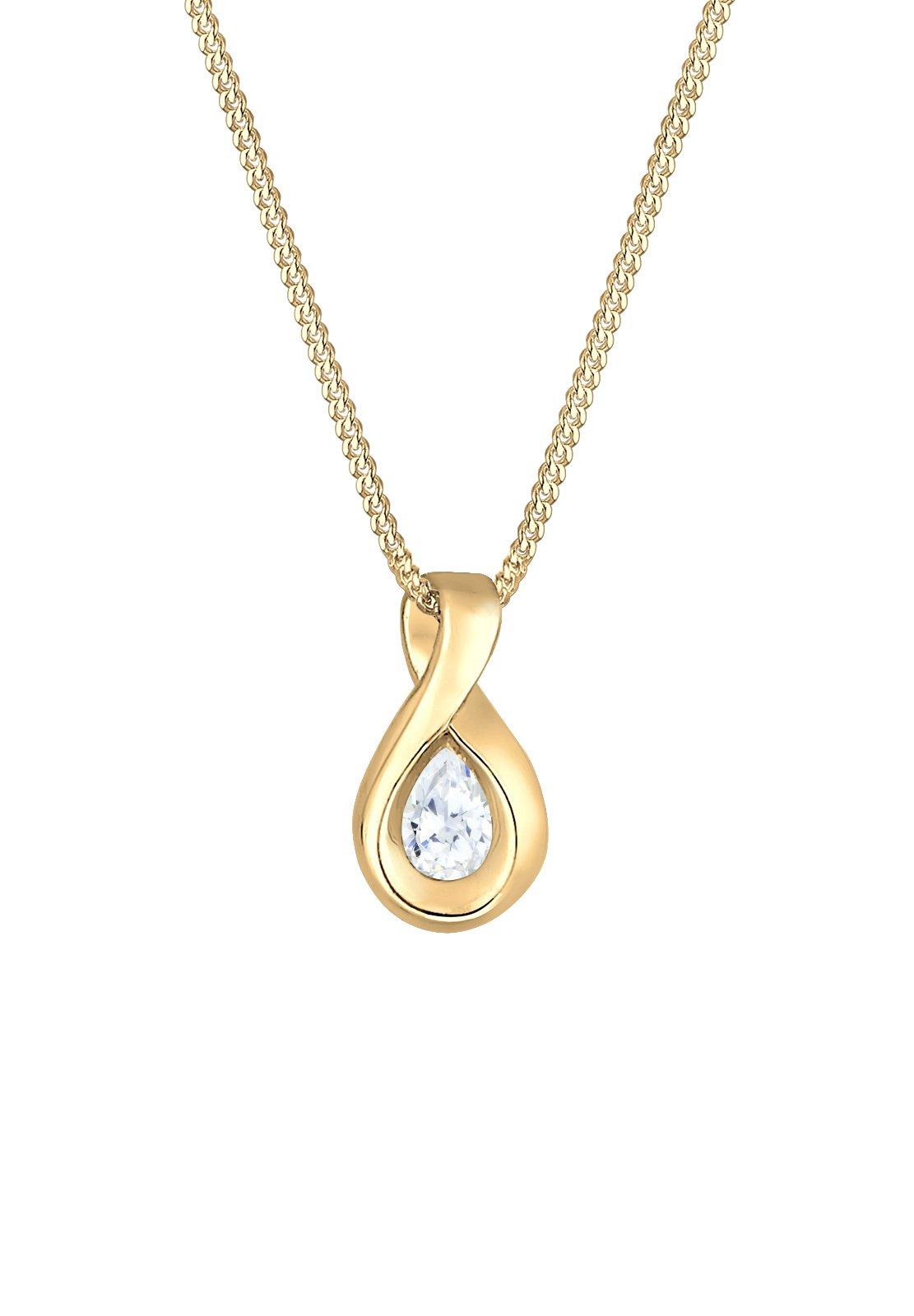Image of Halskette Infinity Zirkonia Unendlichkeit 585 Gelbgold Damen Gold 45cm