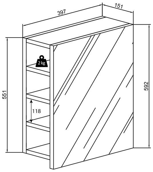 VCM miroir de salle de bain miroir mural miroir suspendu armoire de toilette salle de bain Flandu L  