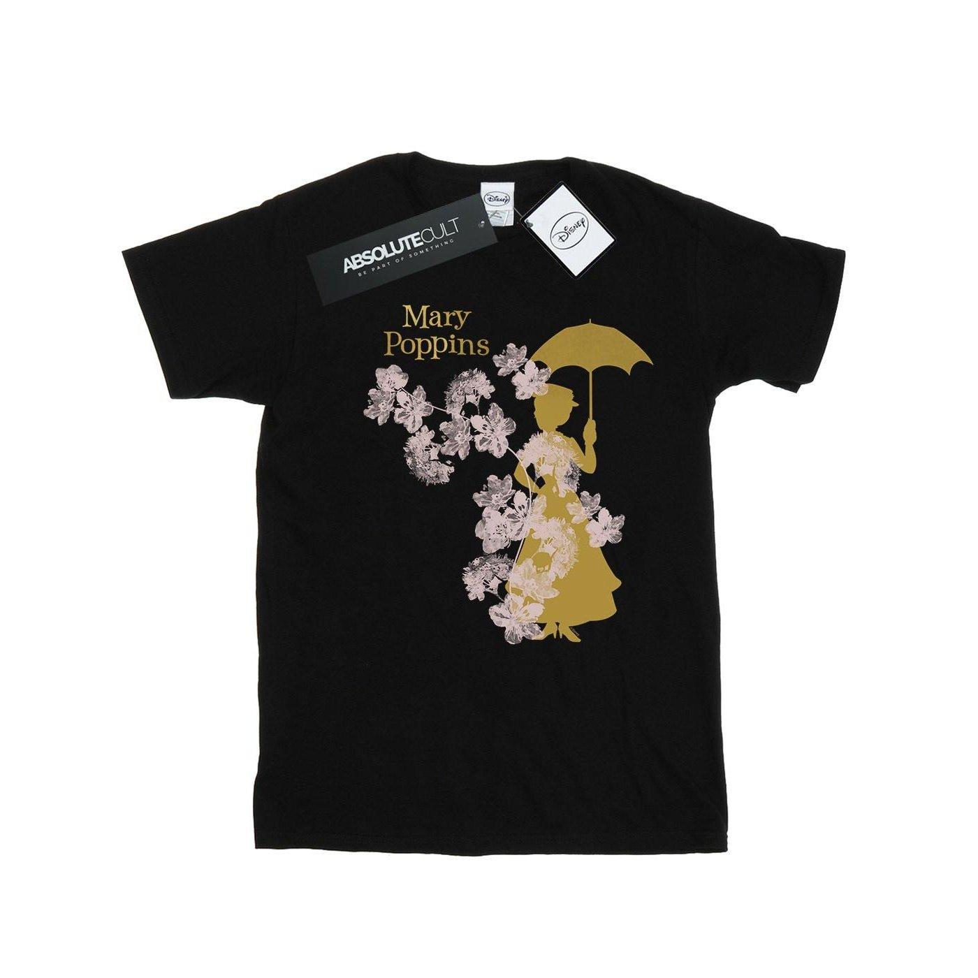 Image of Mary Poppins Floral Silhouette Tshirt Unisex Schwarz 128