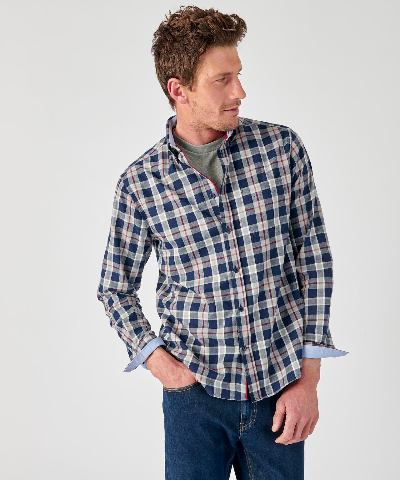 Image of Hemd Mit Kleinen Karos, Thermolactyl. Damen Blau 51-52