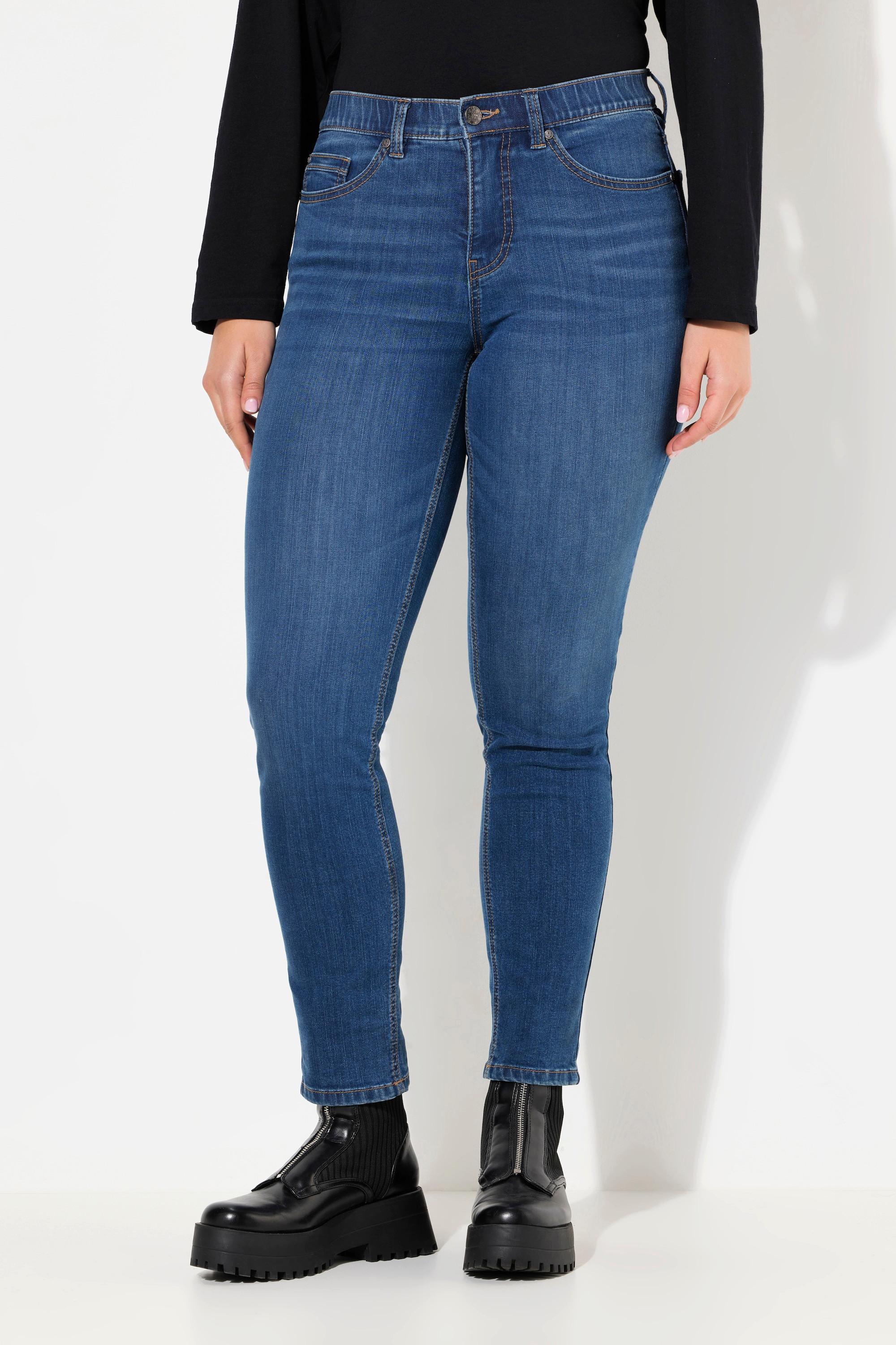 Ulla Popken  Jeans modello Sarah in comodo tessuto elasticizzato con taglio della gamba aderente e cintura comoda 