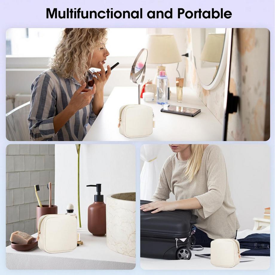 Only-bags.store Mini Trousse de Maquillage Cuir PU Pochette Cosmétique Portable avec Fermeture Éclair  