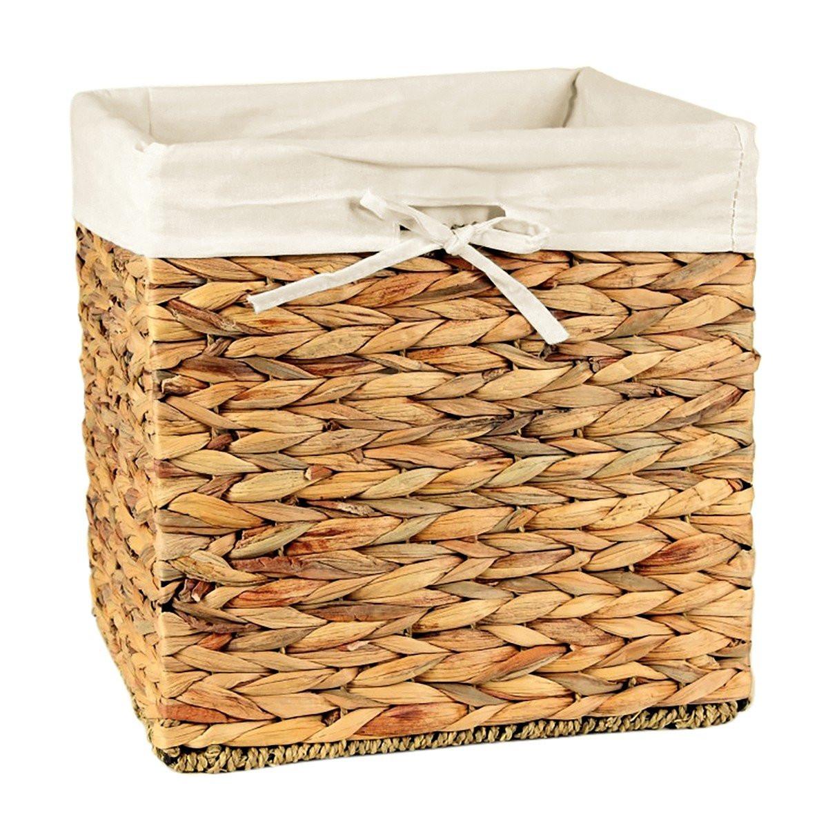 Calicosy Cube de rangement en jacinthe d'eau - 32x32x32/33cm  