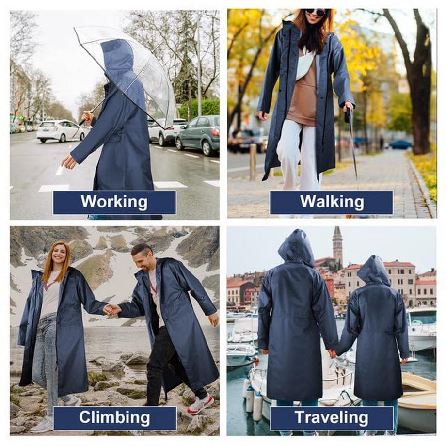 Alopini Lungo Impermeabile Antipioggia Poncho Antipioggia Unisex con Tasca a Patta  