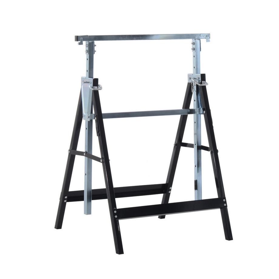 Northio 2 cavalletti per ponteggi, cavalletto pieghevole, regolabile in altezza fino a 200 kg, in acciaio, nero, 68 x 58 x 80-130 cm per lavori edili e appassionati del fai da te  