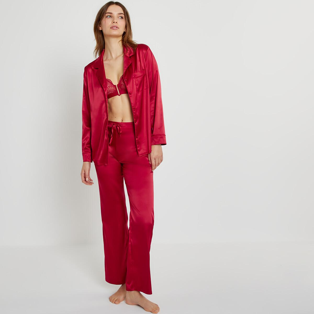 Image of Pyjama Aus Satin Damen Rot 34