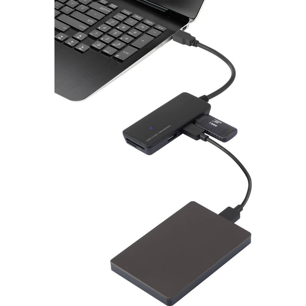 Renkforce  Renkforce Hub USB 3 3 ports avec lecteur de carte SD et adaptateur USB type C 