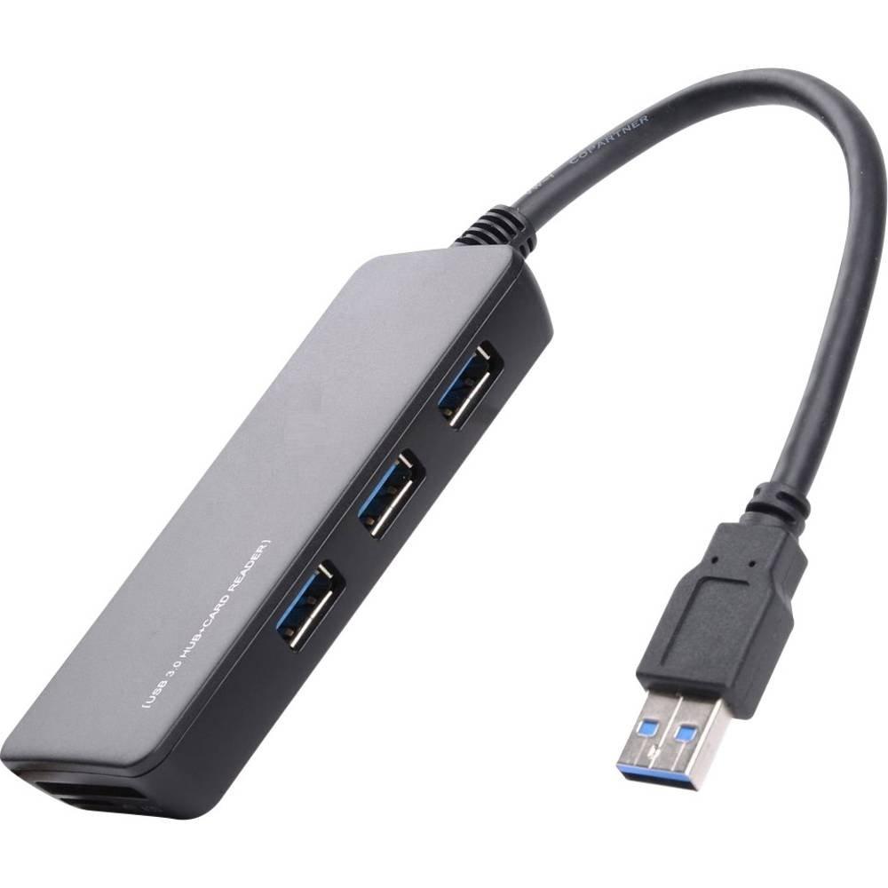 Renkforce  Renkforce Hub USB 3 3 ports avec lecteur de carte SD et adaptateur USB type C 