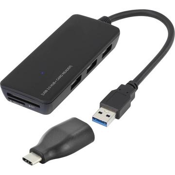 Renkforce Hub USB 3 3 ports avec lecteur de carte SD et adaptateur USB type C