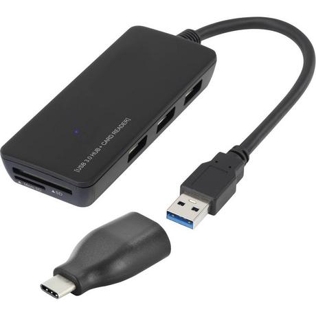 Renkforce  Renkforce Hub USB 3 3 ports avec lecteur de carte SD et adaptateur USB type C 