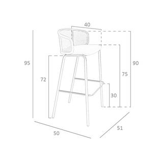 ANGEL CERDA Tabouret en velours brun et rotin  