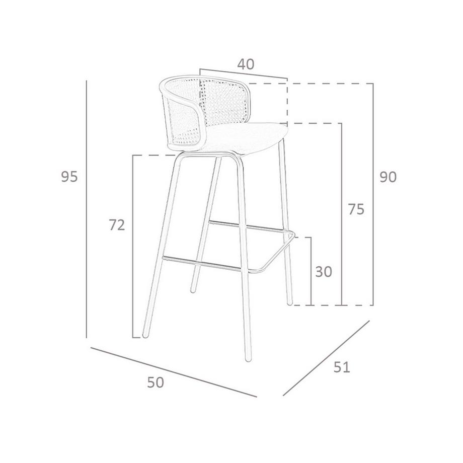 ANGEL CERDA Sgabello in rattan e velluto marrone  