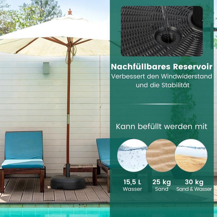 Northix Portaombrelli rotondo riempibile con diametro 45 cm per un massimo di 30 kg nero  