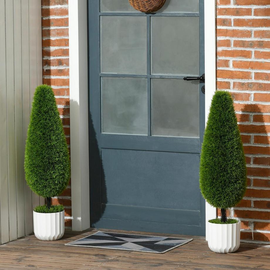 Northio Set Di 2 Piante Di Cipresso Artificiale, Pianta Artificiale Da 90 Cm, Albero Artificiale In Vaso, Pianta Da Appartamento Con Muschio Artificiale Per Interni Ed Esterni, Verde  