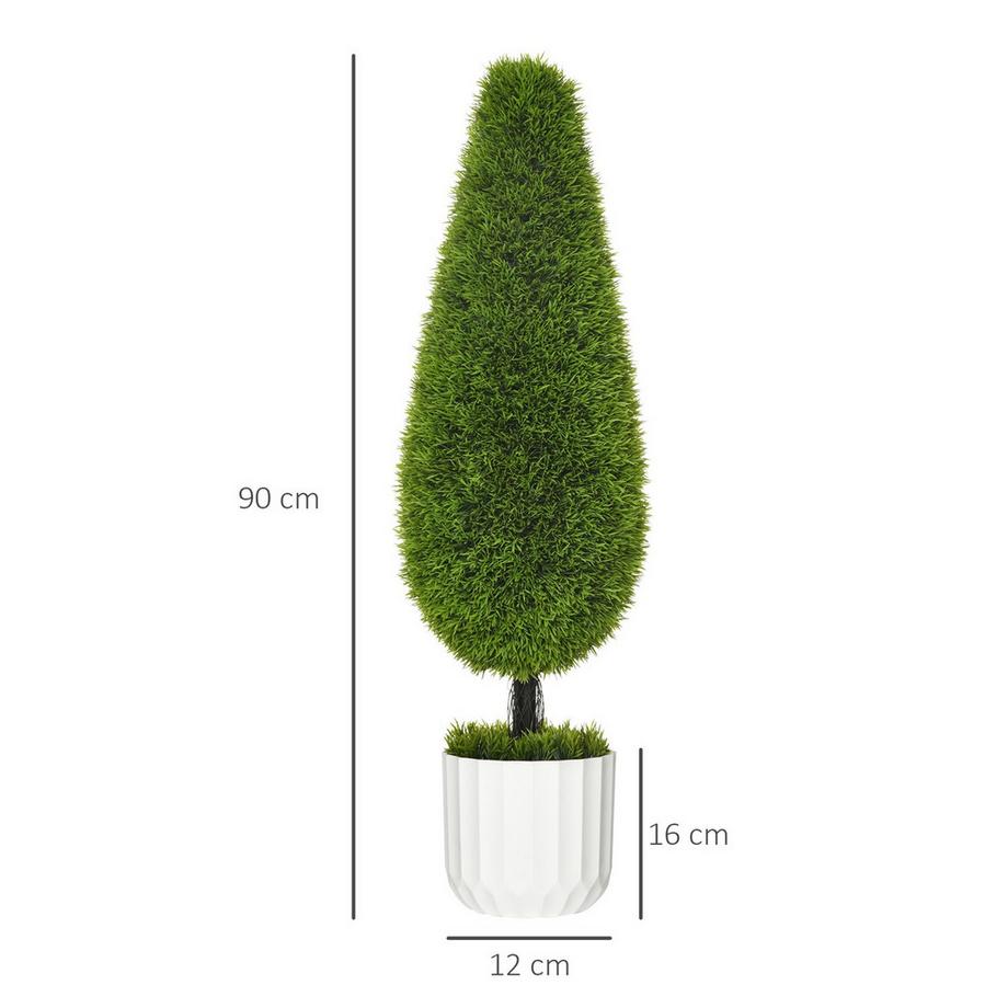 Northio Set Di 2 Piante Di Cipresso Artificiale, Pianta Artificiale Da 90 Cm, Albero Artificiale In Vaso, Pianta Da Appartamento Con Muschio Artificiale Per Interni Ed Esterni, Verde  