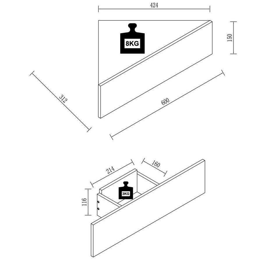 VCM Holz Wandschublade Nachtschrank Wandboard Eckregal Schublade Konsole Nachttisch Usal S  