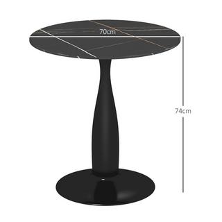 Northio Esstisch, Runder Küchentisch, Moderner Esszimmertisch Kaffeetisch mit Stahlgestell, Bartisch für 2 Personen, Ø70 x 74 cm, Schwarz  