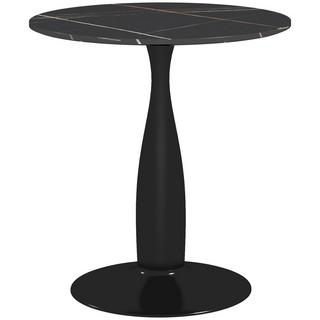 Northio Esstisch, Runder Küchentisch, Moderner Esszimmertisch Kaffeetisch mit Stahlgestell, Bartisch für 2 Personen, Ø70 x 74 cm, Schwarz  