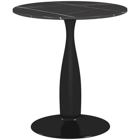 Northio Esstisch, Runder Küchentisch, Moderner Esszimmertisch Kaffeetisch mit Stahlgestell, Bartisch für 2 Personen, Ø70 x 74 cm, Schwarz  