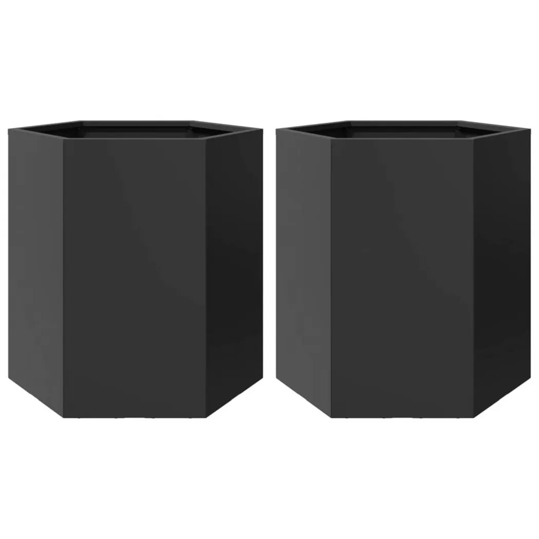 Vidaxl - Jardinières 2 pcs noir hexagone 46x40x45 cm acier