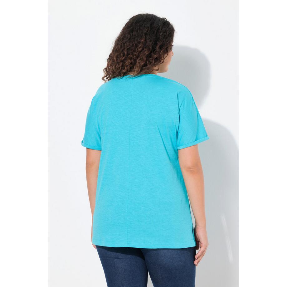 Ulla Popken Oversized Tiermotiv Halbarm V-Ausschnitt T-Shirt  