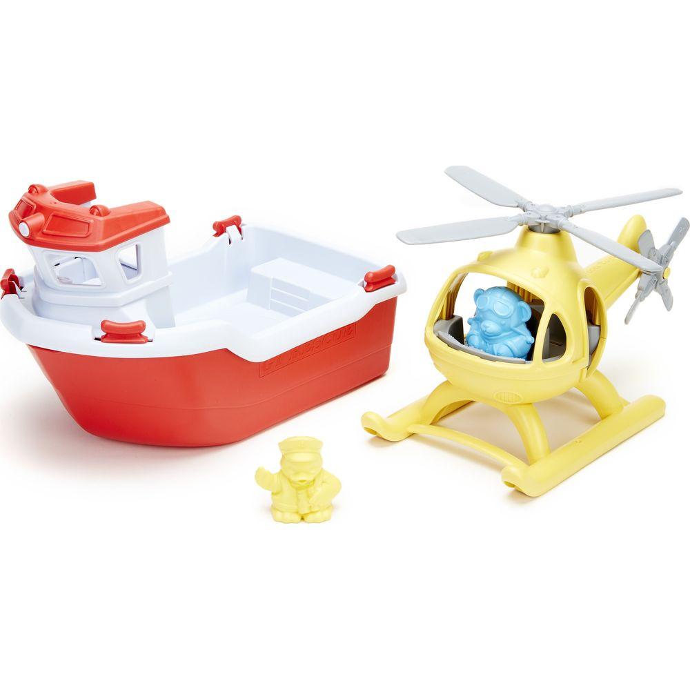 green toys  Green Toys Bateau de sauvetage avec hélicoptère 