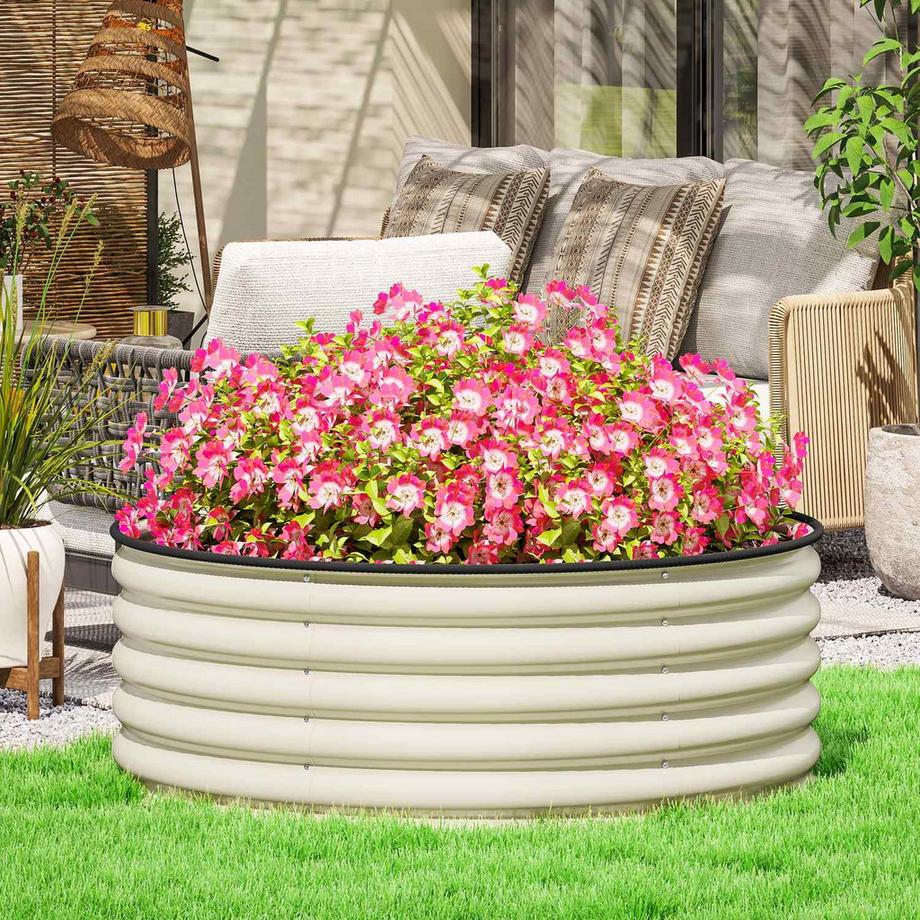 Northio Hochbeet aus Stahl, Pflanzbeet Frühbeet Gartenbeet stapelbar Blumenkasten steckbar Pflanzkasten 120x120x43cm Gemüsebeet für Garten Balkon Terrasse, Pflanzkübel für Blumen, Pflanzen Aosom  