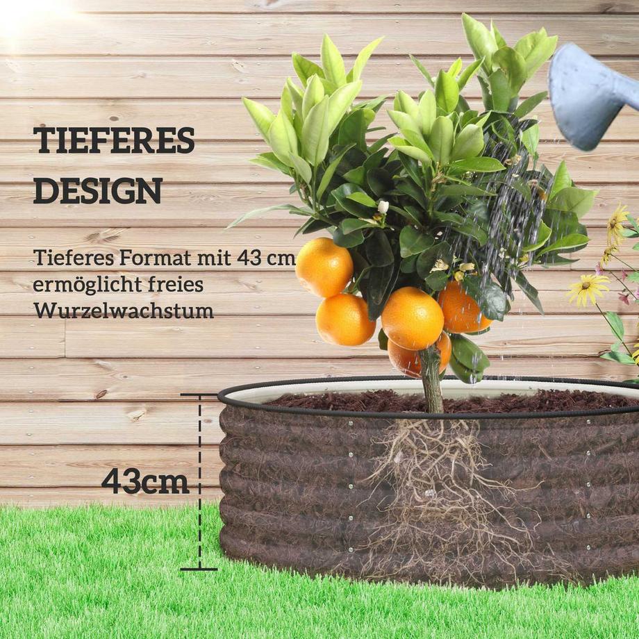 Northio Hochbeet aus Stahl, Pflanzbeet Frühbeet Gartenbeet stapelbar Blumenkasten steckbar Pflanzkasten 120x120x43cm Gemüsebeet für Garten Balkon Terrasse, Pflanzkübel für Blumen, Pflanzen Aosom  