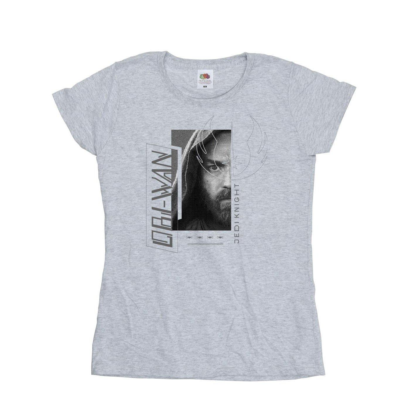 Image of Obiwan Kenobi Jedi Scifi Collage Tshirt Damen Grau M