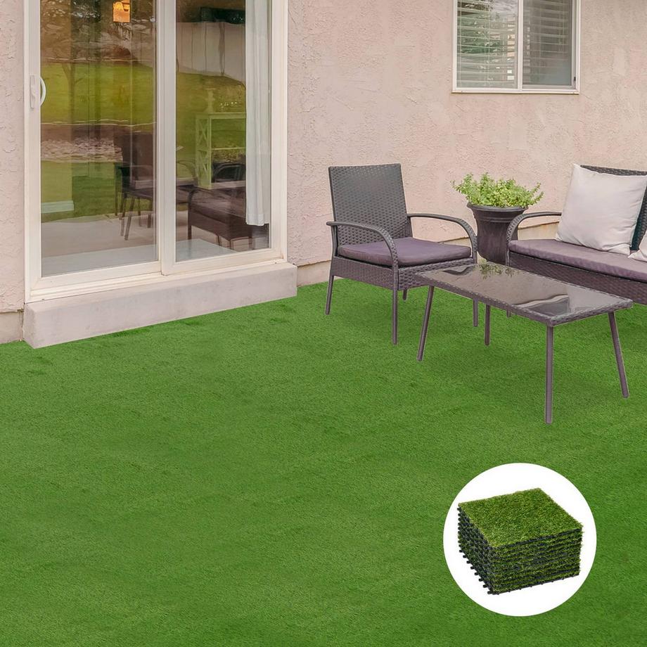 Northio Erba Artificiale 10 Pezzi Tappetino Per Erba Tappeto Per Prato Rotolo Tappeto Erboso Prato Artificiale Per Balcone Giardino 25Mm Plastica Verde Scuro 30 X 30 Cm  