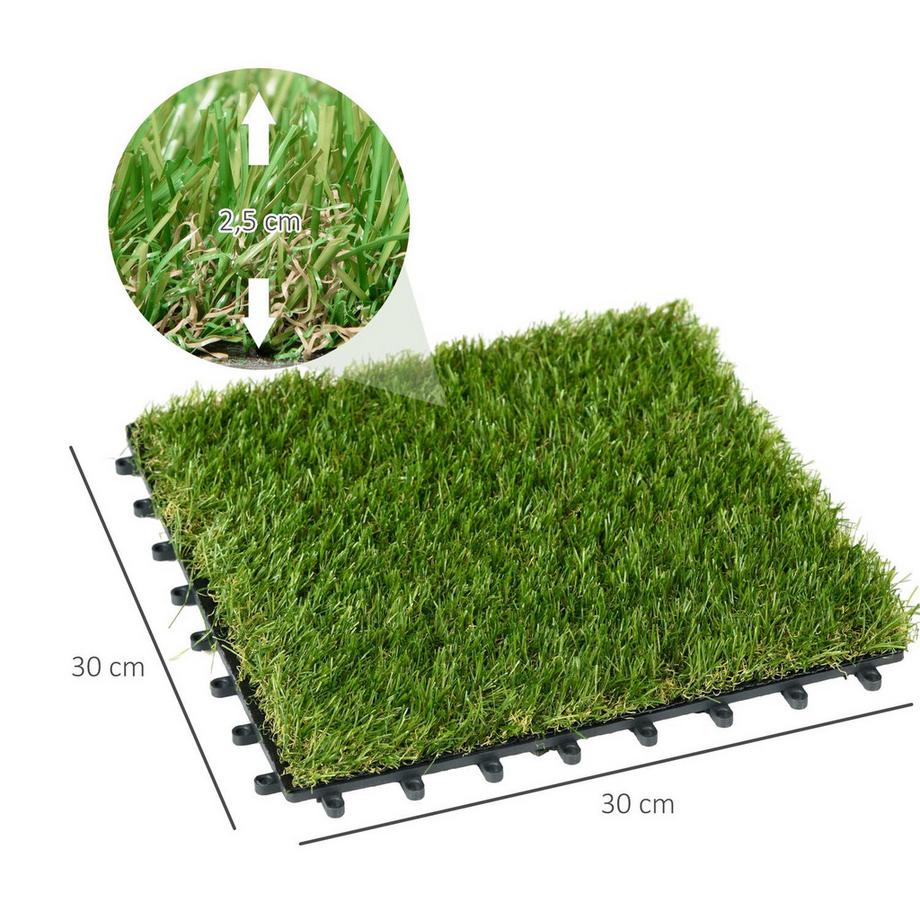 Northio Erba Artificiale 10 Pezzi Tappetino Per Erba Tappeto Per Prato Rotolo Tappeto Erboso Prato Artificiale Per Balcone Giardino 25Mm Plastica Verde Scuro 30 X 30 Cm  