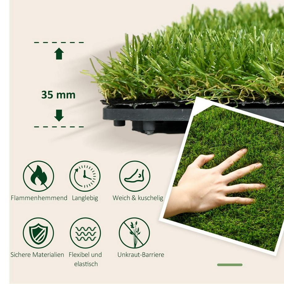 Northio Erba Artificiale 10 Pezzi Tappetino Per Erba Tappeto Per Prato Rotolo Tappeto Erboso Prato Artificiale Per Balcone Giardino 25Mm Plastica Verde Scuro 30 X 30 Cm  