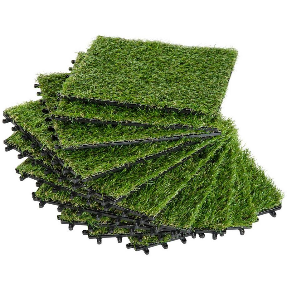 Erba Artificiale 10 Pezzi Tappetino Per Erba Tappeto Per Prato Rotolo Tappeto Erboso Prato Artificiale Per Balcone Giardino 25Mm Plastica Verde Scuro 30 X 30 Cm