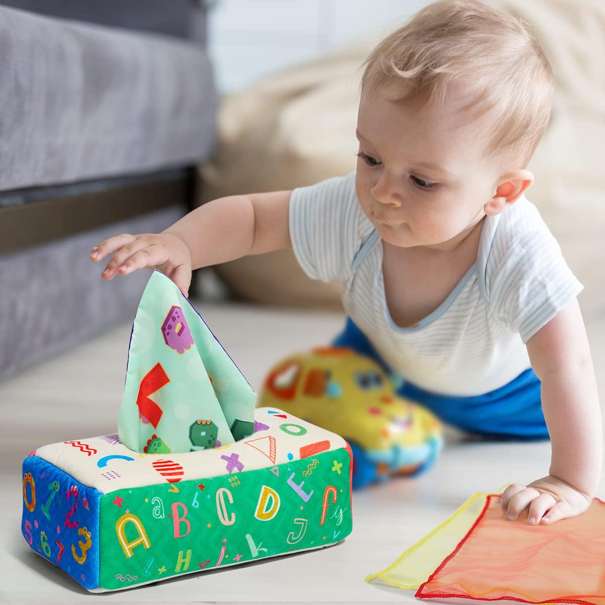 Activity-board  Jouets en boîte de mouchoirs ,Jouets pour bébés contrastés 