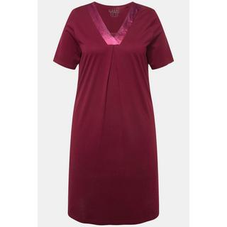 Ulla Popken  Chemise de nuit avec décolleté en V et manches courtes, détails en satin 