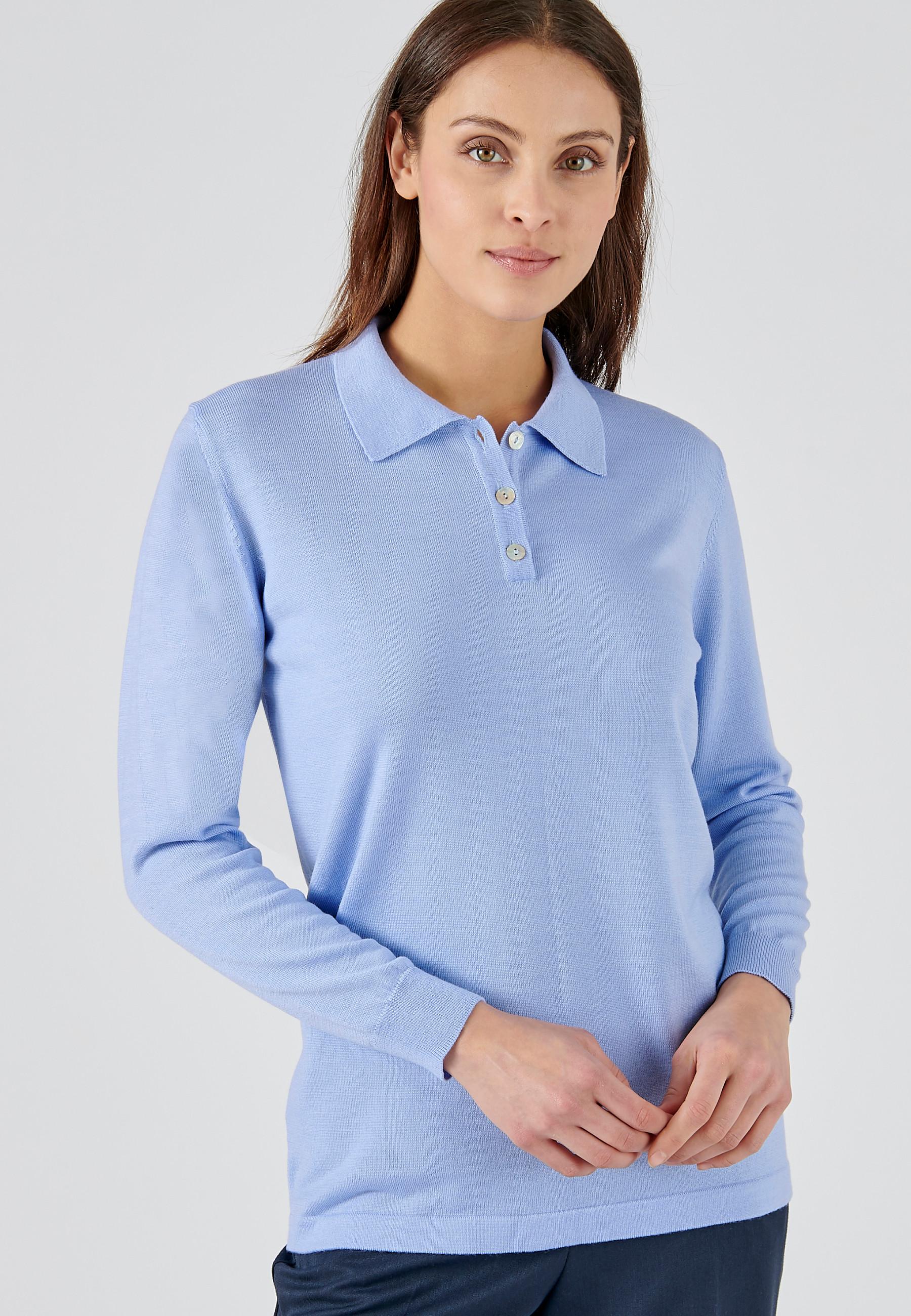 Image of Pullover Aus Reiner Merinowolle Mit Polokragen. Damen Blau 46/48