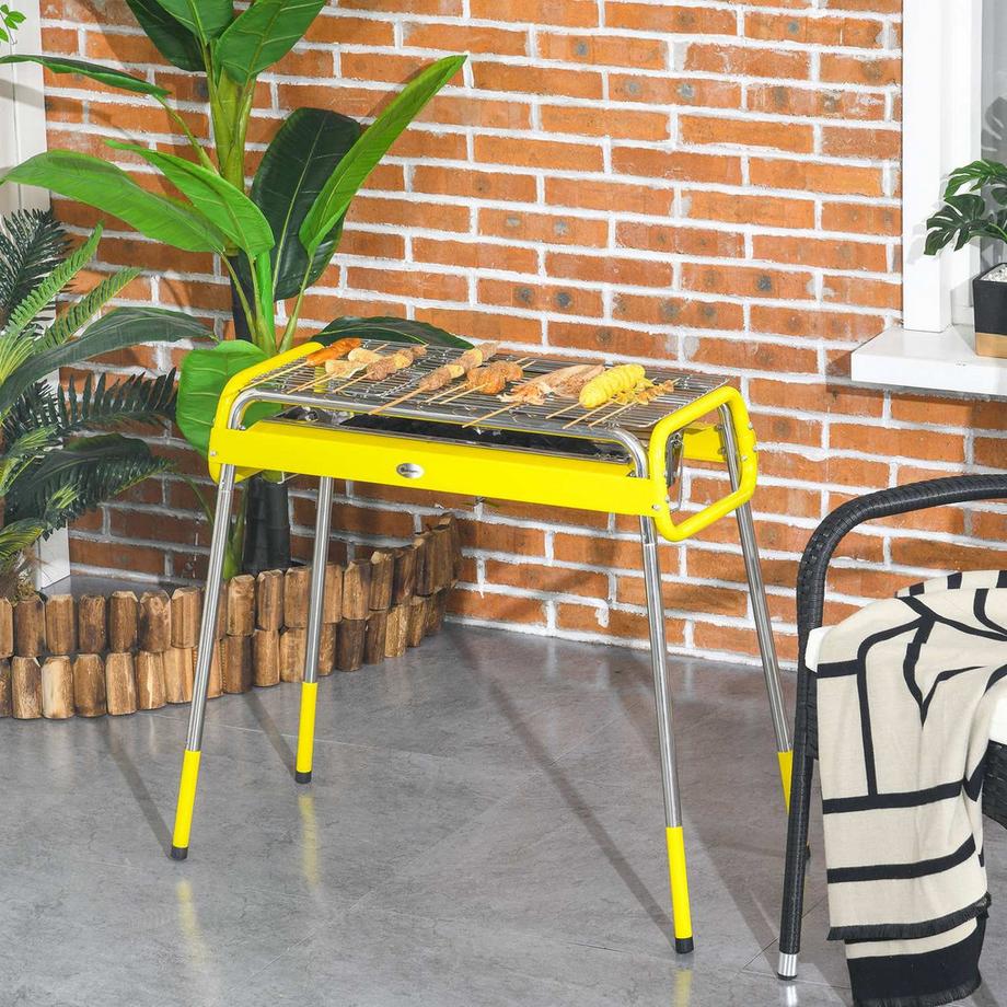 Northio  Klappbarer Holzkohlegrill, Bbq Grill Mit 2 Grillrosten, Grillplatte, Klappbare Beine, Herausnehmbare Kohleschale, Edelstahl 