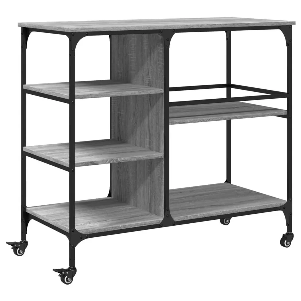 VidaXL - Chariot de cuisine bois d'ingénierie, One Size, Gris