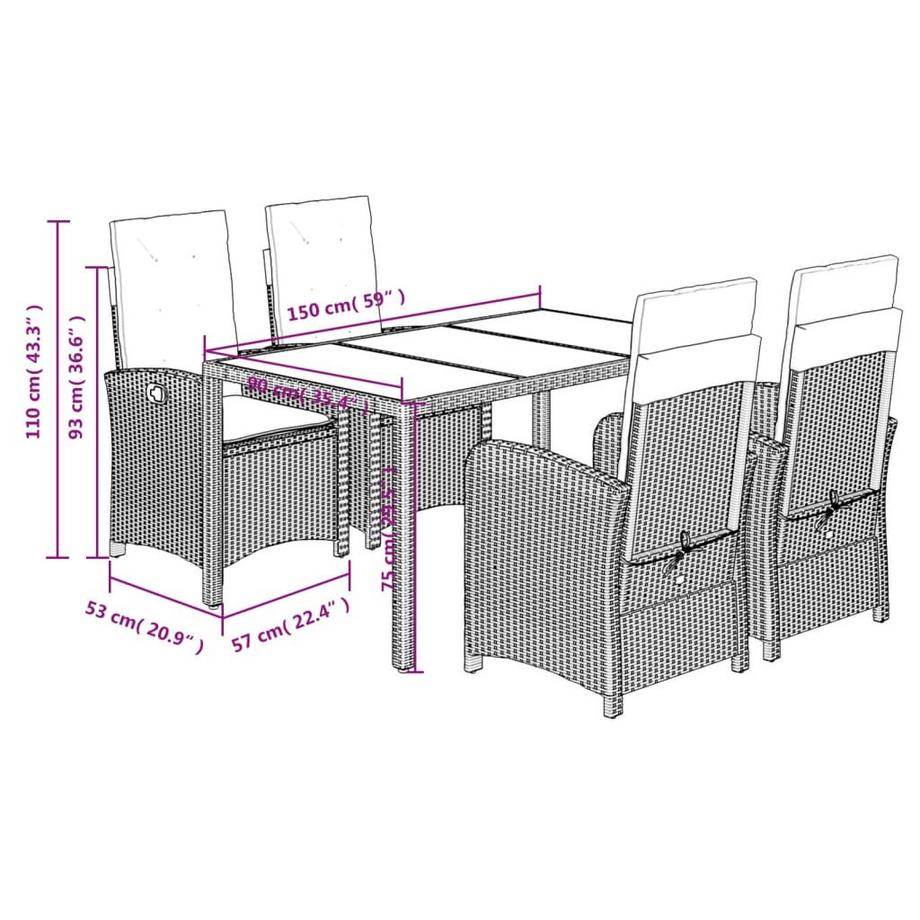 VidaXL Garten essgruppe poly-rattan  