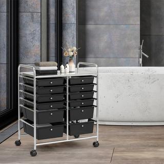 B2X Chariot avec 12 tiroirs empilables & structure métal & étagère  