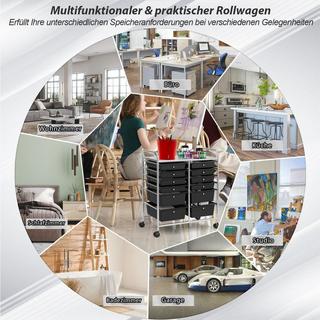 B2X Chariot avec 12 tiroirs empilables & structure métal & étagère  