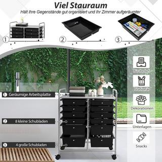 B2X Chariot avec 12 tiroirs empilables & structure métal & étagère  